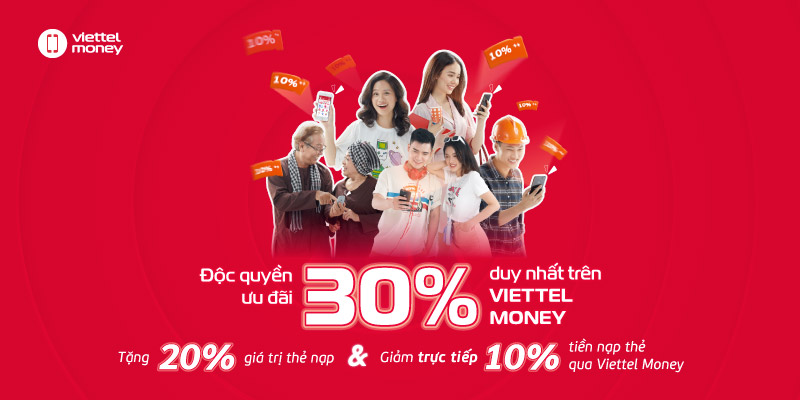 Tặng ngay 30% nạp điện thoại Viettel