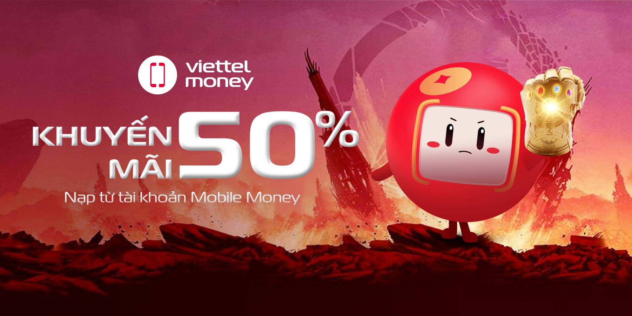 Viettel Money khuyến mãi 50% nạp điện thoại từ tài khoản Mobile Money