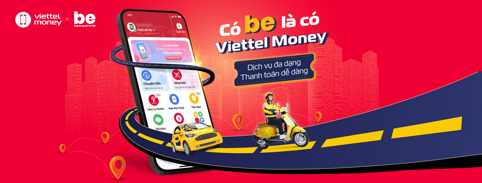 Viettel Money x Be: Khuyến mại tưng bừng