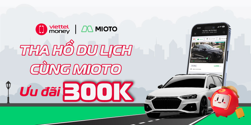 Voucher Mioto tháng 8: Tận hưởng dịch vụ cho thuê xe giá ưu đãi