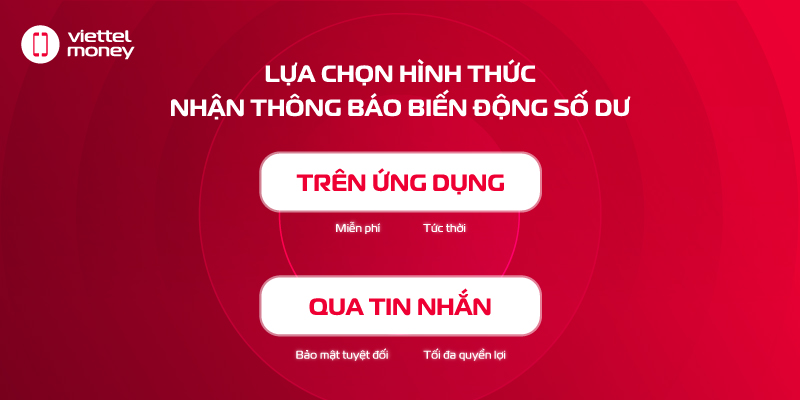 Linh hoạt lựa chọn hình thức nhận thông báo biến động số dư cho khách hàng đăng ký mới Viettel Money