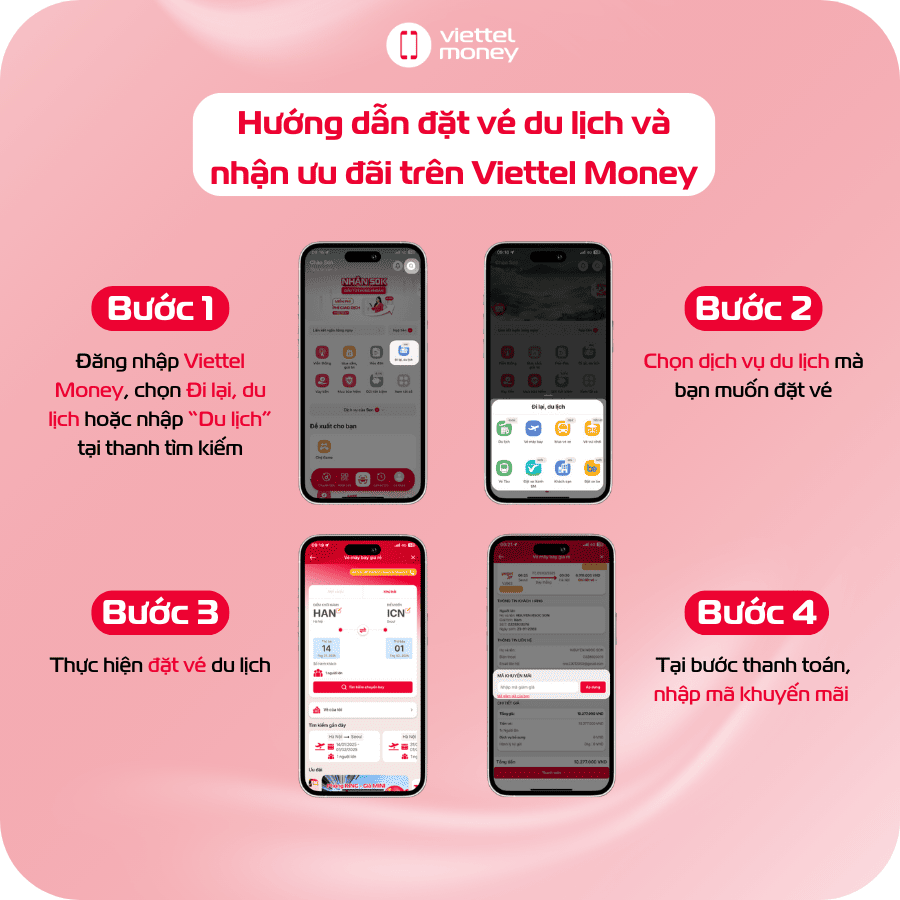 Hướng dẫn đặt vé du lịch Viettel Money