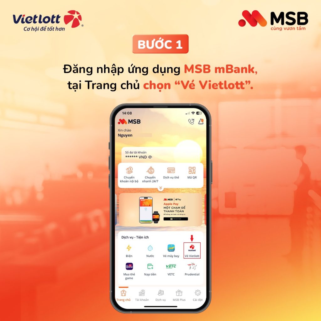 mua vé số vietlott tại MSB