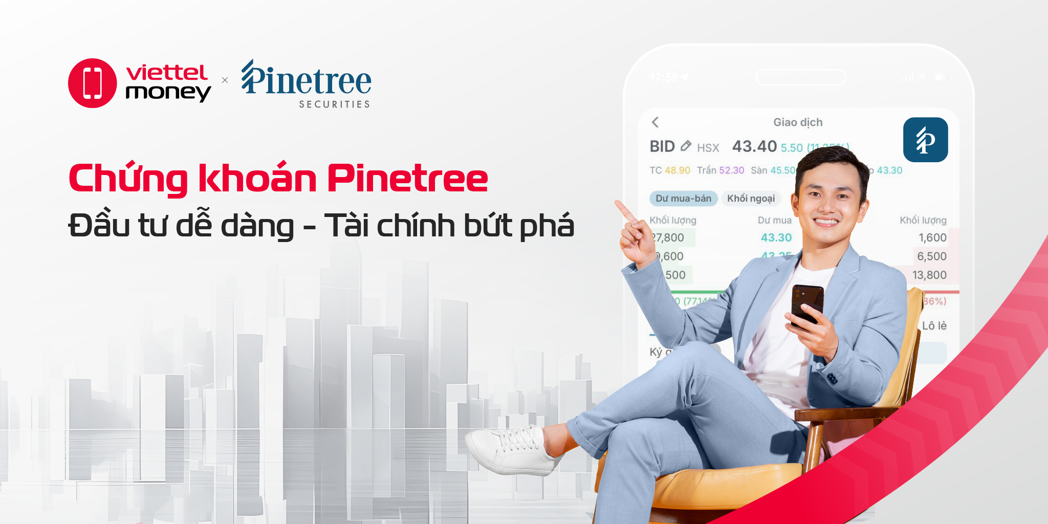 Viettel Money x Chứng khoán Pinetree: Đầu tư dễ dàng – Tài chính bứt phá