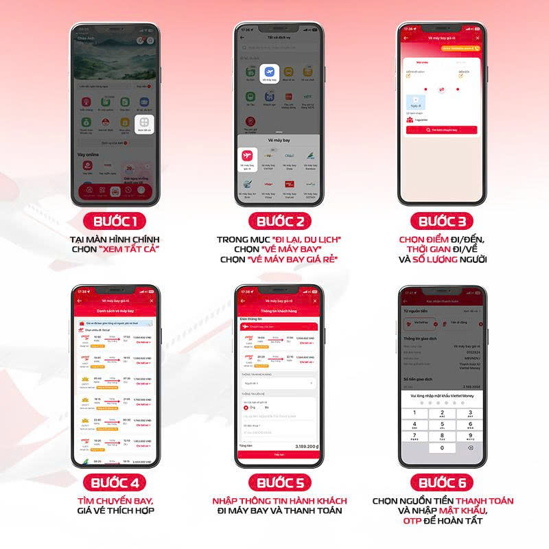 các bước đặt bé máy bay