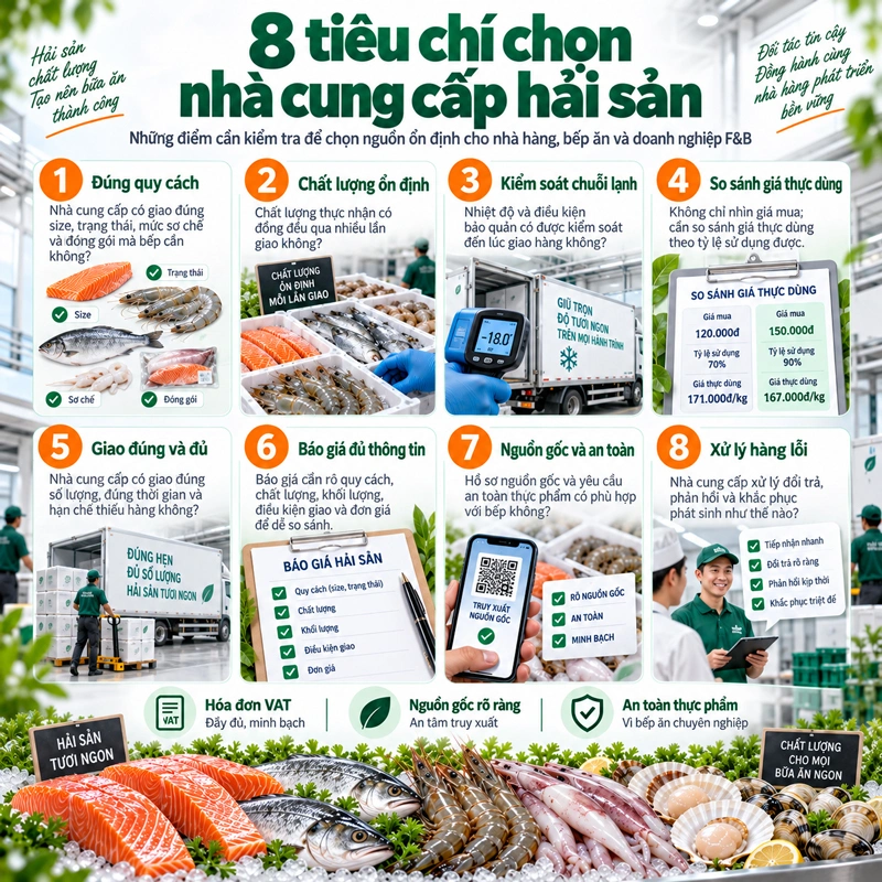 8 tiêu chí chọn nhà cung cấp hải sản