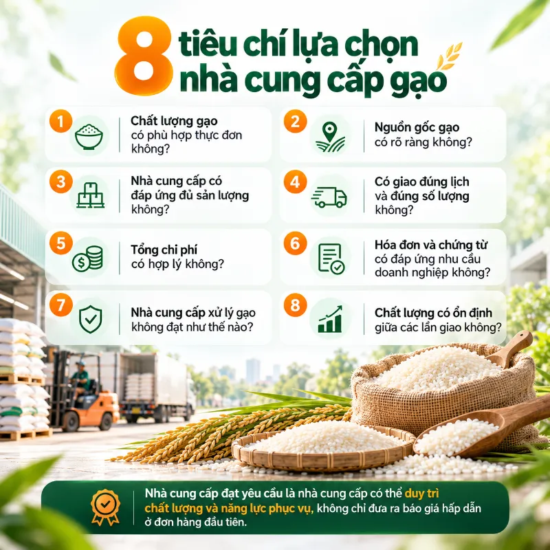 8 tiêu chí lựa chọn nhà cung cấp gạo