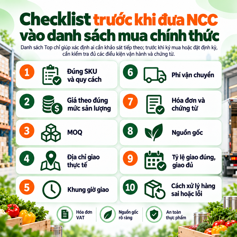 Checklist trước khi đưa NCC vào danh sách mua chính thức