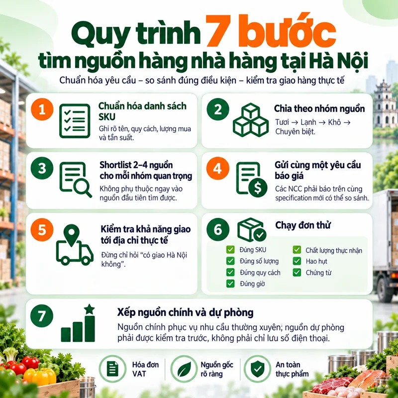 Quy trình 7 bước tìm nguồn hàng nhà hàng tại Hà Nội